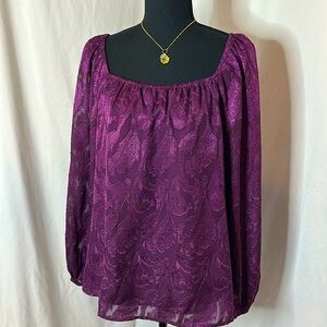 NWT MASON & BELLE - long sleeve blouse -‎ purple/shimmer